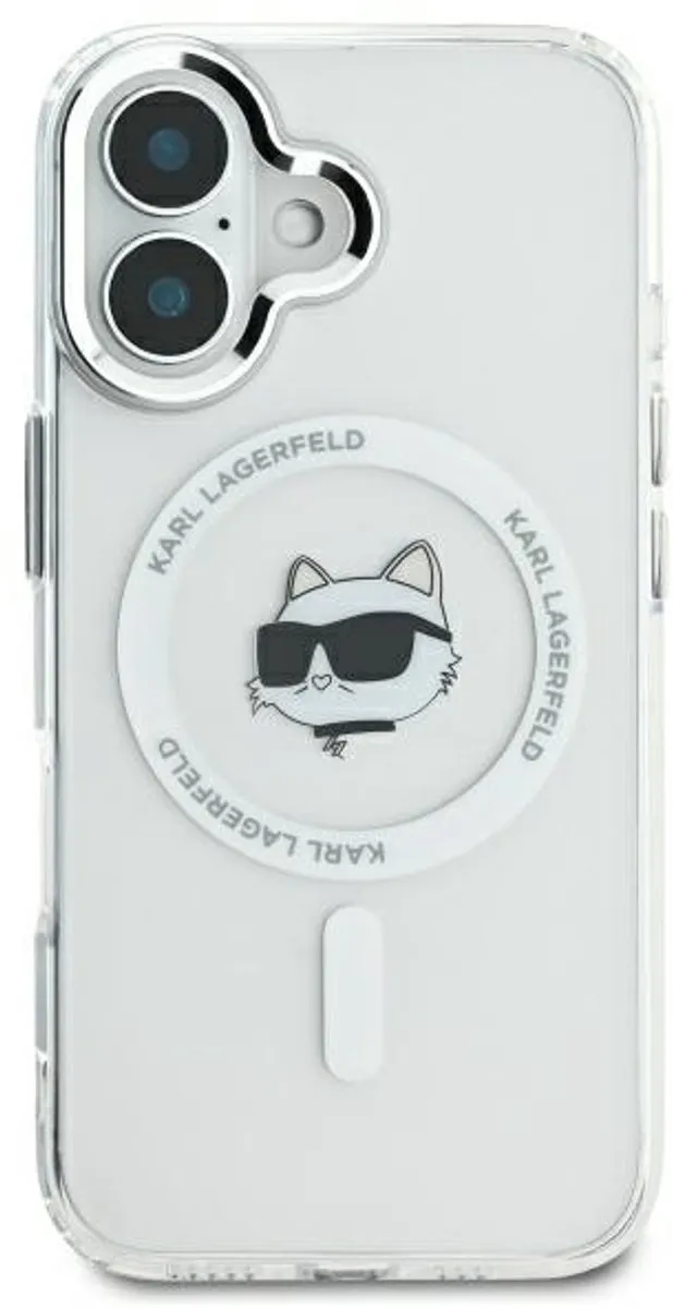 Karl Lagerfeld iPhone 16 Backcover Magsafe IML Metaal - Wit