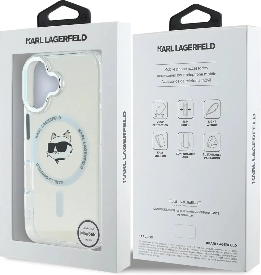 Karl Lagerfeld iPhone 16 Backcover Magsafe IML Metaal - Wit - afbeelding 6 van 6