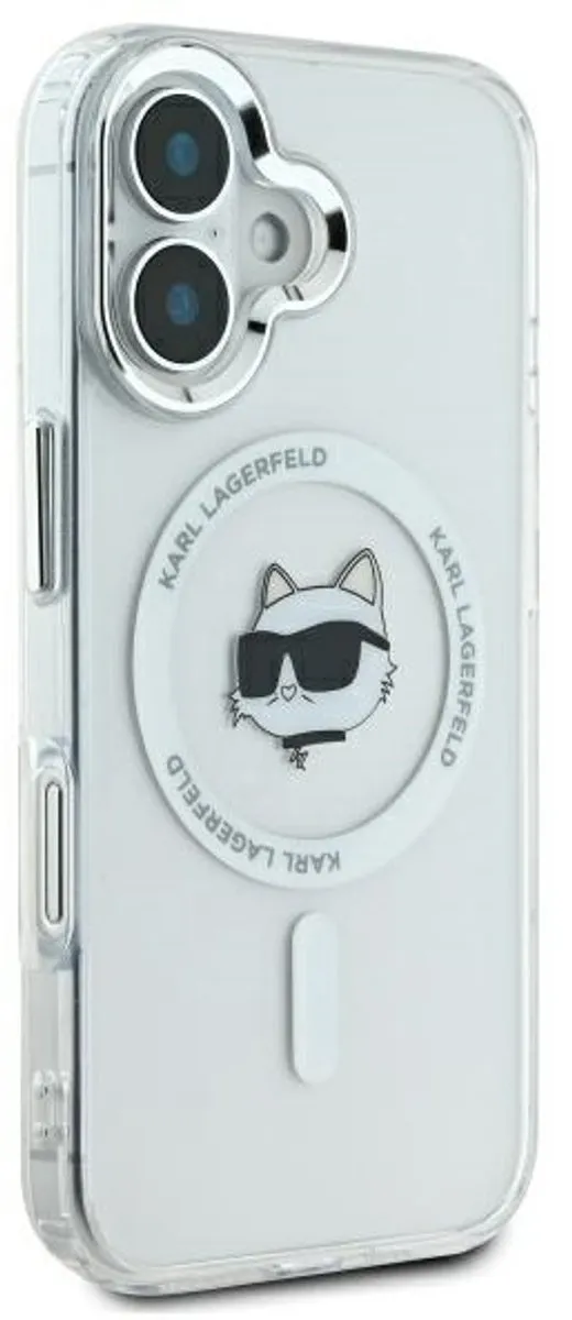 Karl Lagerfeld iPhone 16 Backcover Magsafe IML Metaal - Wit