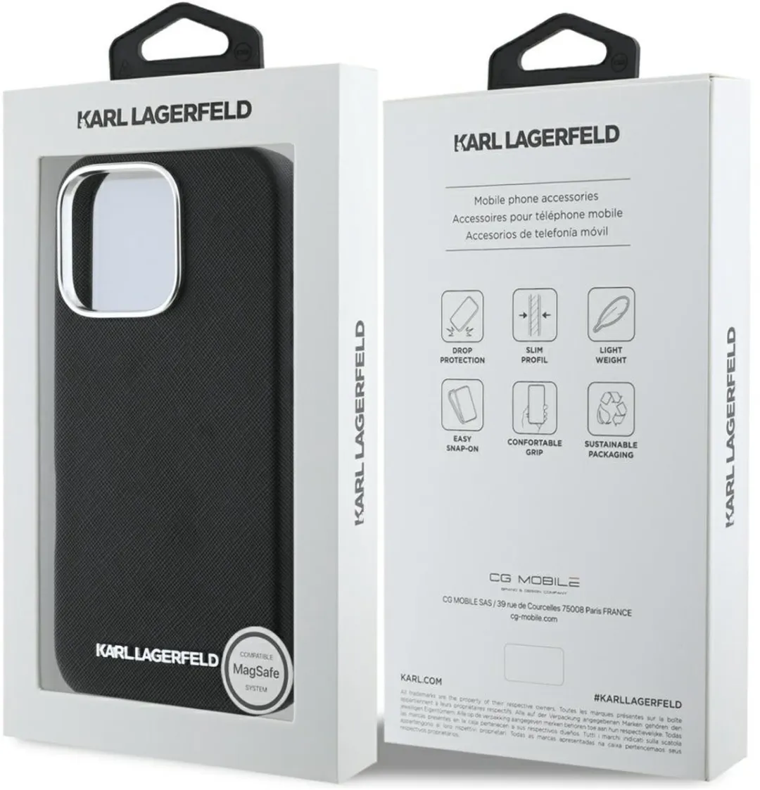 Karl Lagerfeld Saffiano iPhone 16 Pro Max Hoesje CG250010999 - Zwart - afbeelding 6 van 6