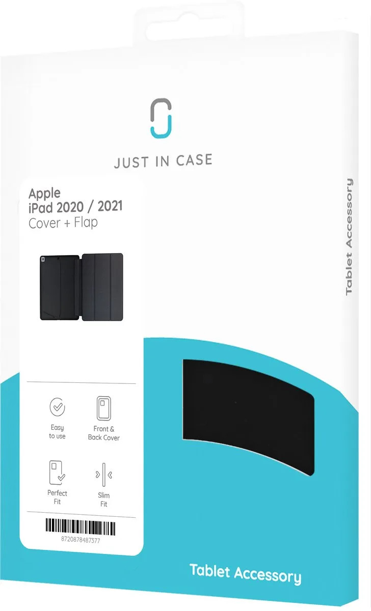 Just in Case Back Cover + Flap iPad 2020/2021 - 10.2" - Zwart