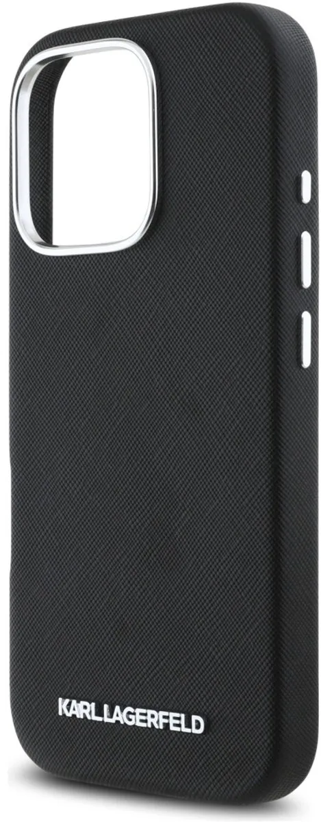 Karl Lagerfeld Saffiano iPhone 16 Pro Hoesje - MagSafe - Zwart