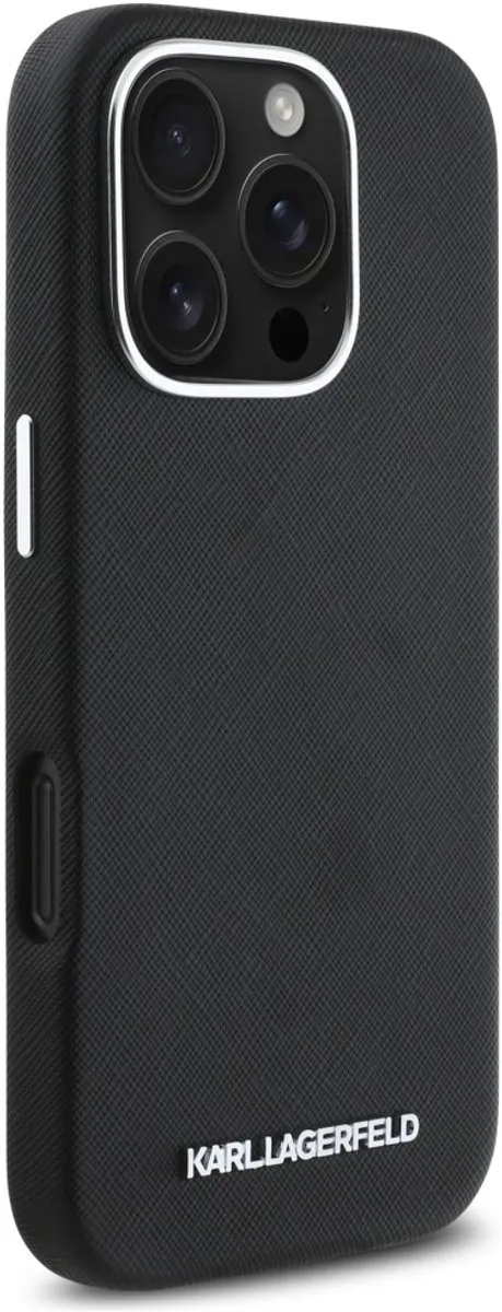 Karl Lagerfeld Saffiano iPhone 16 Pro Hoesje - MagSafe - Zwart
