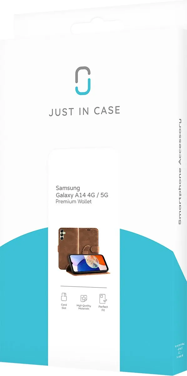 Just in Case Hoesje Samsung Galaxy A14 - 4 Pasjes - Bruin