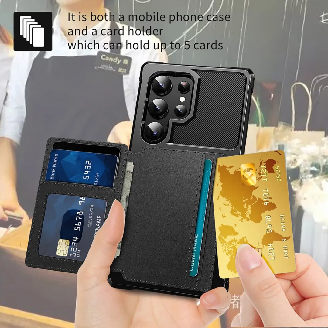 Just in Case Hoesje Samsung Galaxy S24 Ultra - Magnetische Kaarthouder 3 Stuks - Zwart