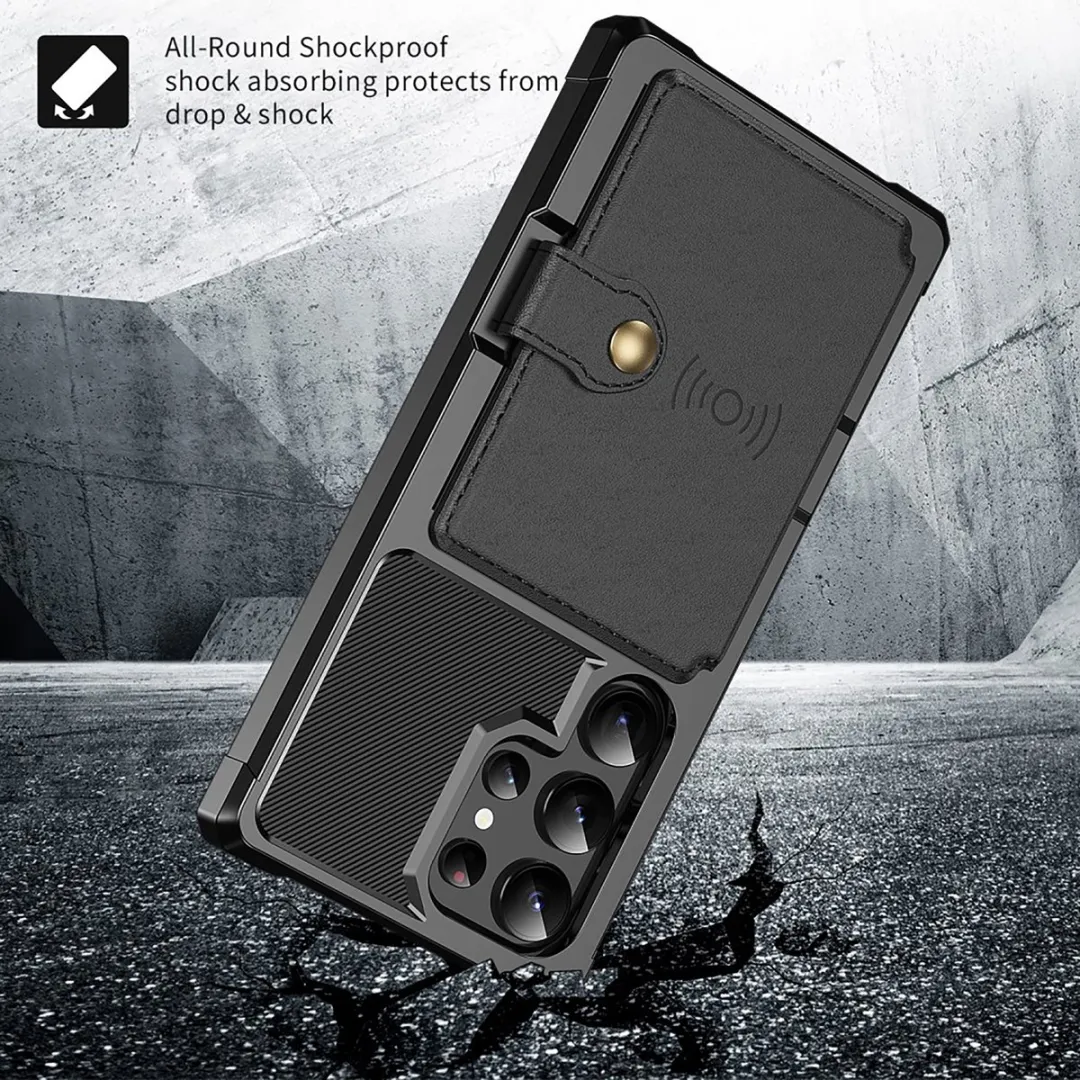 Just in Case Hoesje Samsung Galaxy S24 Ultra - Magnetische Kaarthouder 3 Stuks - Zwart