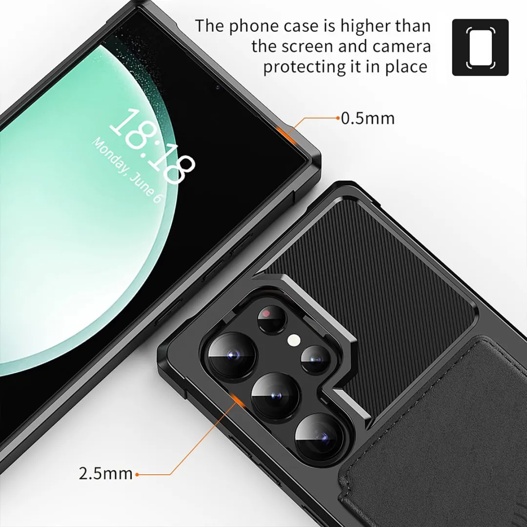 Just in Case Hoesje Samsung Galaxy S24 Ultra - Magnetische Kaarthouder 3 Stuks - Zwart