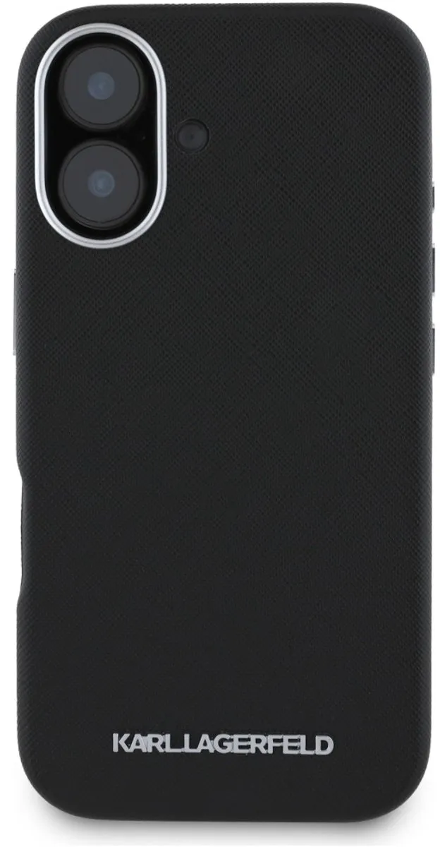 Karl Lagerfeld Saffiano Hoesje iPhone 16 - Zwart - MagSafe