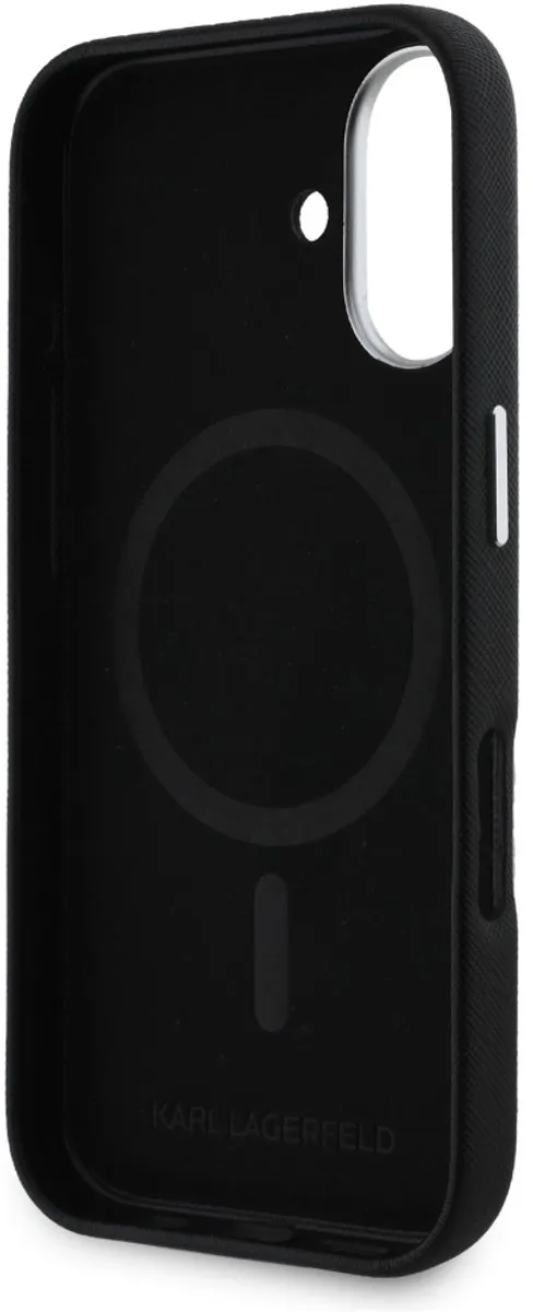 Karl Lagerfeld Saffiano Hoesje iPhone 16 - Zwart - MagSafe - afbeelding 6 van 6