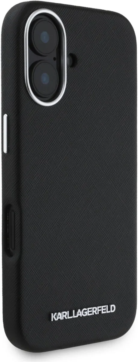 Karl Lagerfeld Saffiano Hoesje iPhone 16 - Zwart - MagSafe