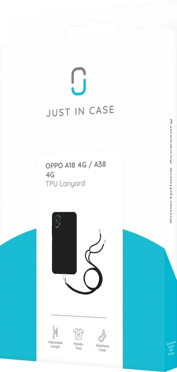 Just in Case Hoesje met Koord Oppo A18/A38 - Zwart