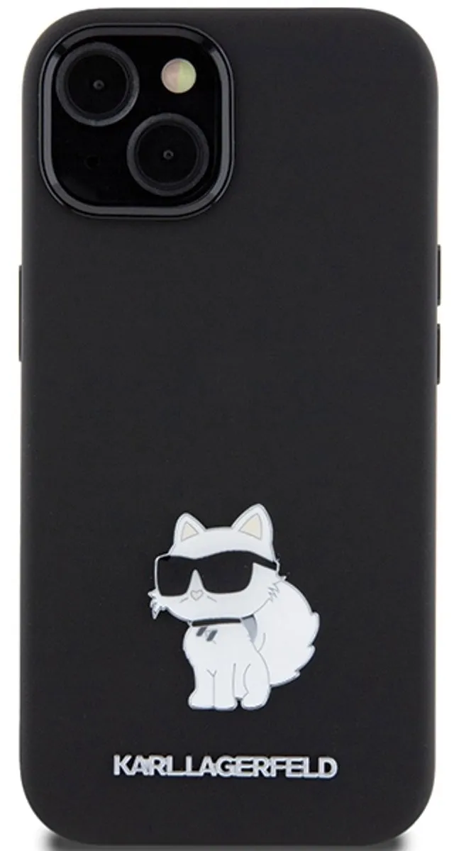 Karl Lagerfeld Silicone Choupette iPhone 15 Plus Hoesje - Zwart