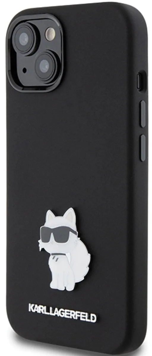 Karl Lagerfeld Silicone Choupette iPhone 15 Plus Hoesje - Zwart