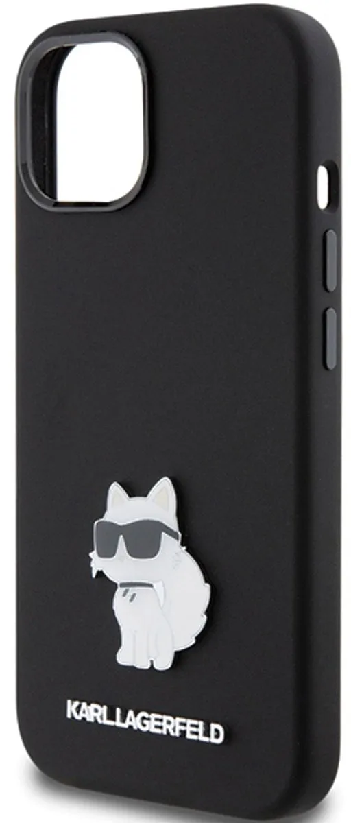 Karl Lagerfeld Silicone Choupette iPhone 15 Plus Hoesje - Zwart