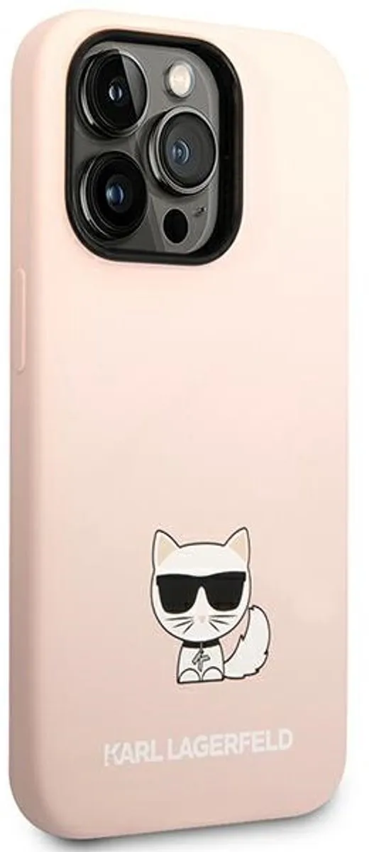 Karl Lagerfeld Choupette Siliconen Hoesje iPhone 14 Pro Max - Roze