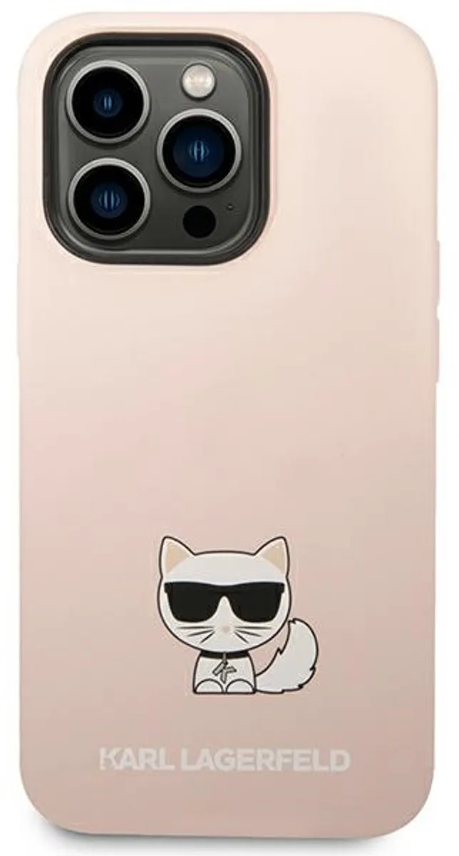 Karl Lagerfeld Choupette Siliconen Hoesje iPhone 14 Pro Max - Roze