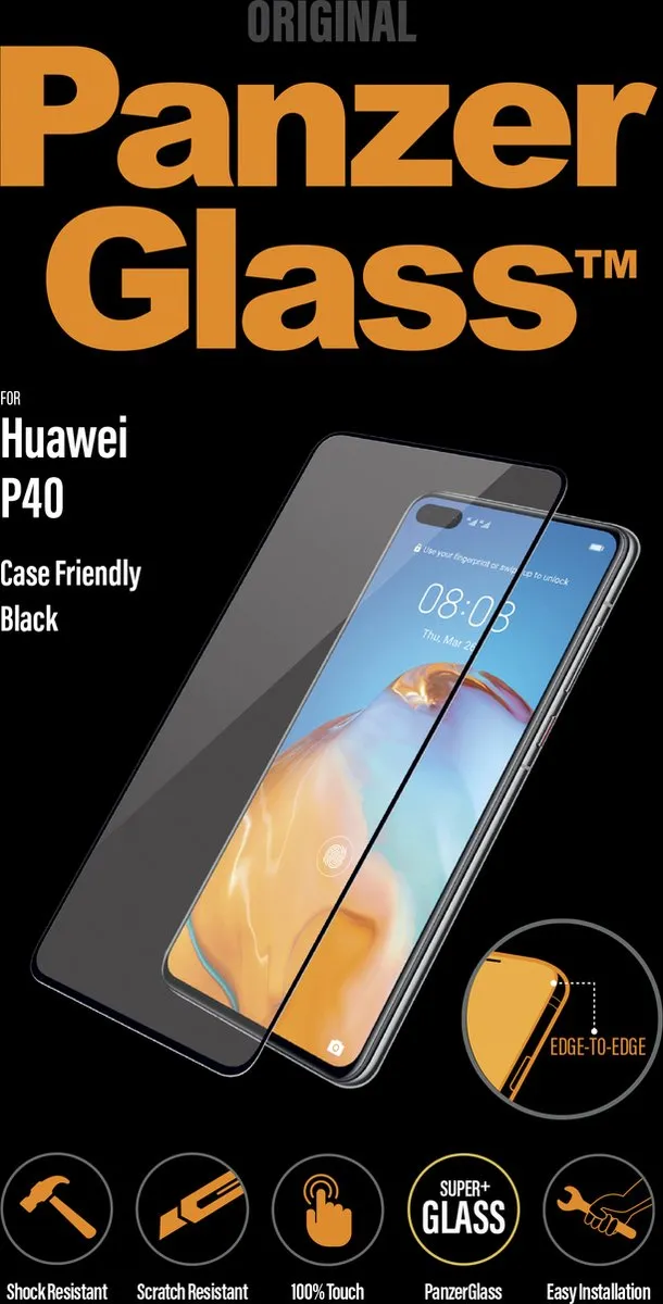 PanzerGlass PZ-5369 Screenprotector Huawei P40 - Zwart
