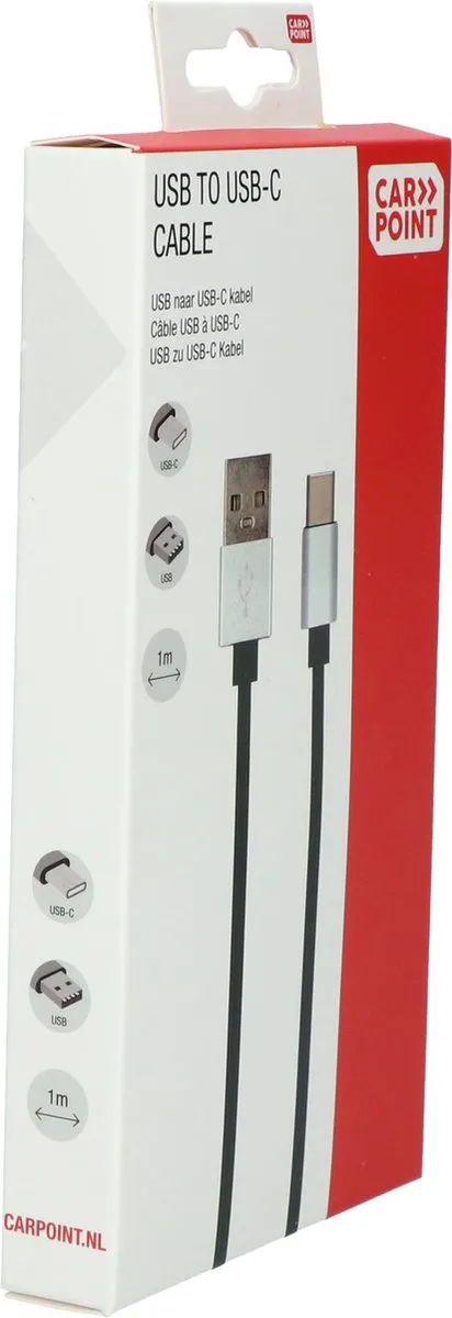 Carpoint USB naar USB-C Kabel 1m - Zwart