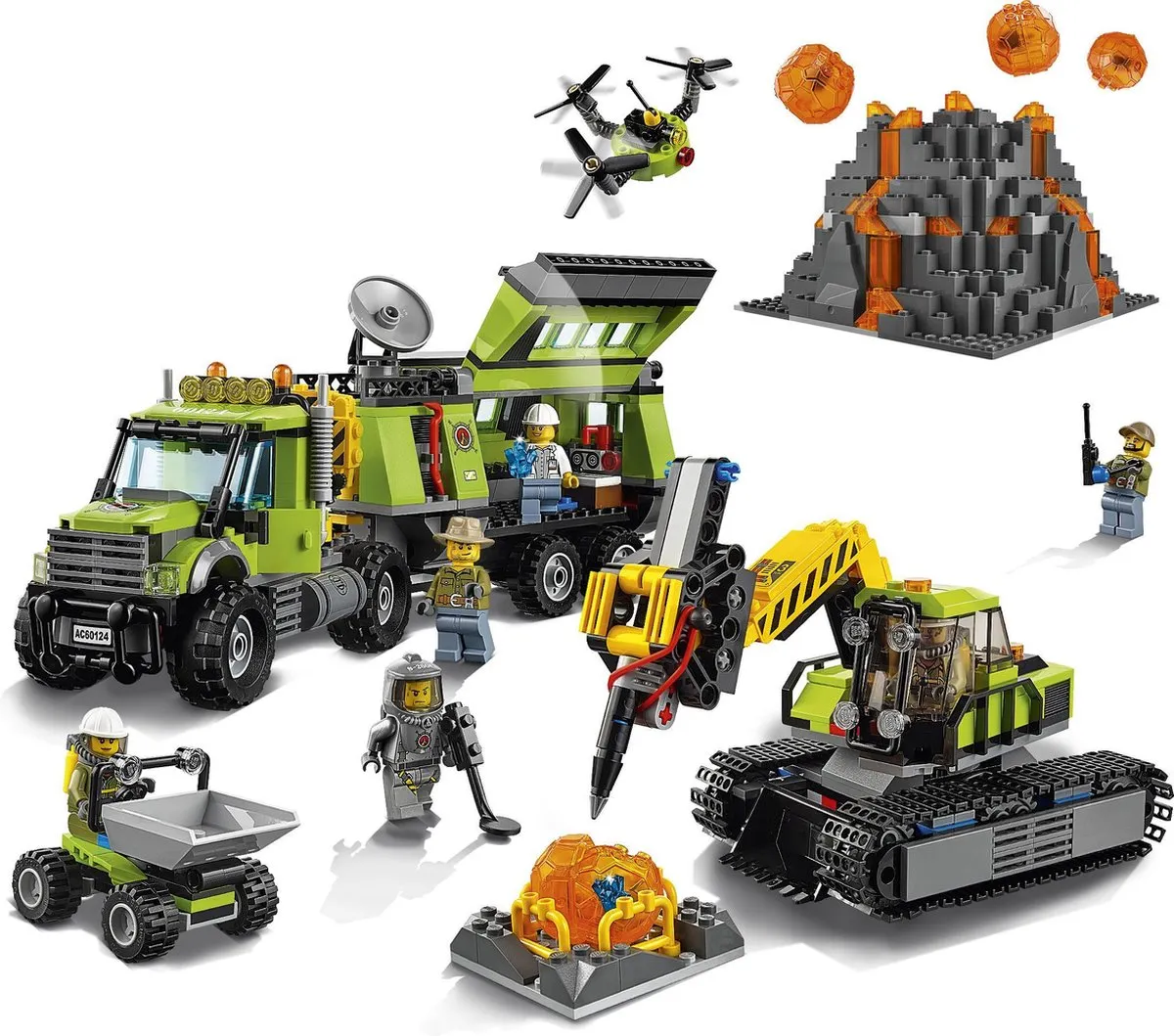 LEGO City Vulkaan Onderzoeksbasis 60124 - 824 Stukken
