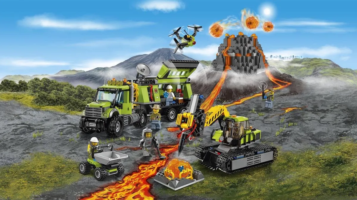 LEGO City Vulkaan Onderzoeksbasis 60124 - 824 Stukken
