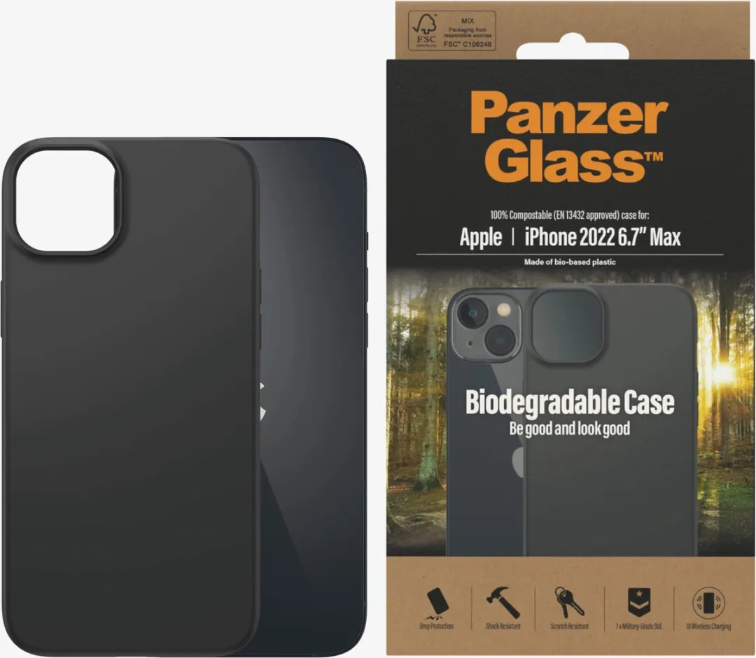PanzerGlass Biologisch Afbreekbaar Hoesje iPhone 14/15 Plus - Zwart