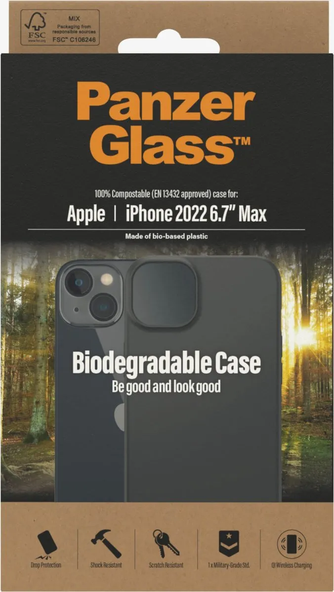PanzerGlass Biologisch Afbreekbaar Hoesje iPhone 14/15 Plus - Zwart