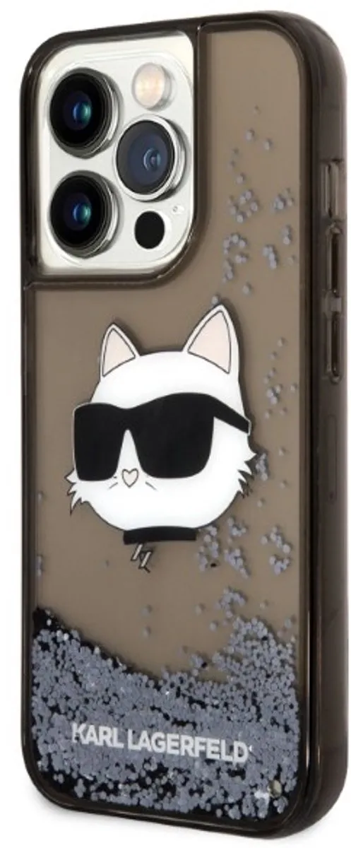 Karl Lagerfeld Glitter Choupette iPhone 14 Pro Max Hoesje - Zwart - afbeelding 6 van 6