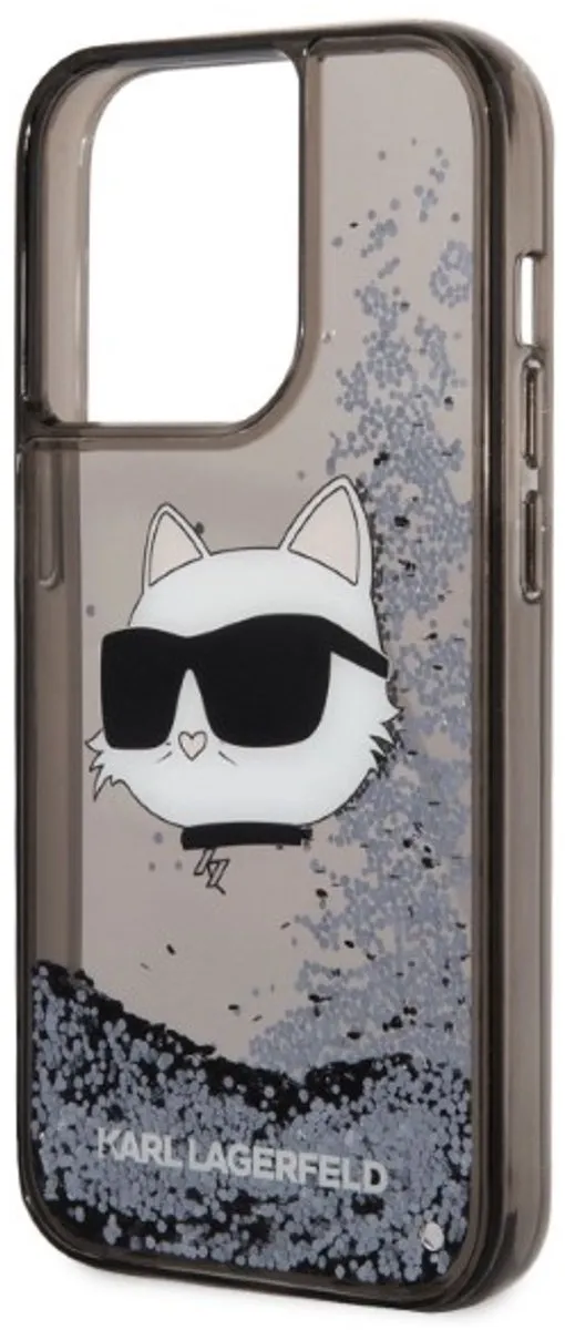Karl Lagerfeld Glitter Choupette iPhone 14 Pro Max Hoesje - Zwart
