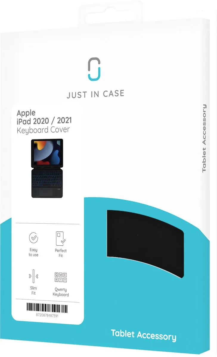 Just in Case Back Cover + Toetsenbord voor iPad 9e/8e Gen - Zwart