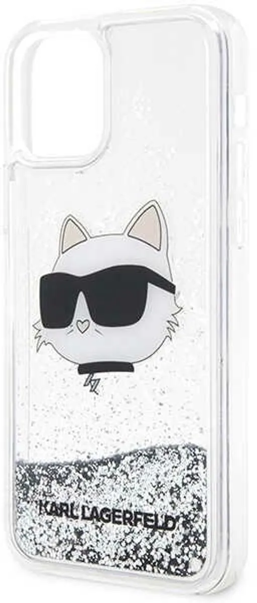 Karl Lagerfeld Glitter Choupette iPhone 12 Hoesje - Zilver
