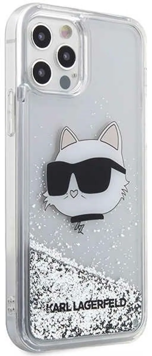 Karl Lagerfeld Glitter Choupette iPhone 12 Hoesje - Zilver - afbeelding 6 van 6
