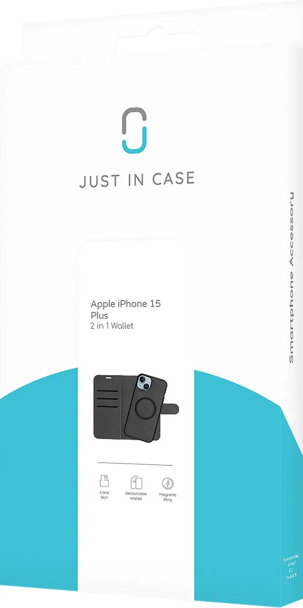 Just in Case iPhone 15 Plus Hoesje 8312426 - Pasjeshouder 3 Stuks - Zwart
