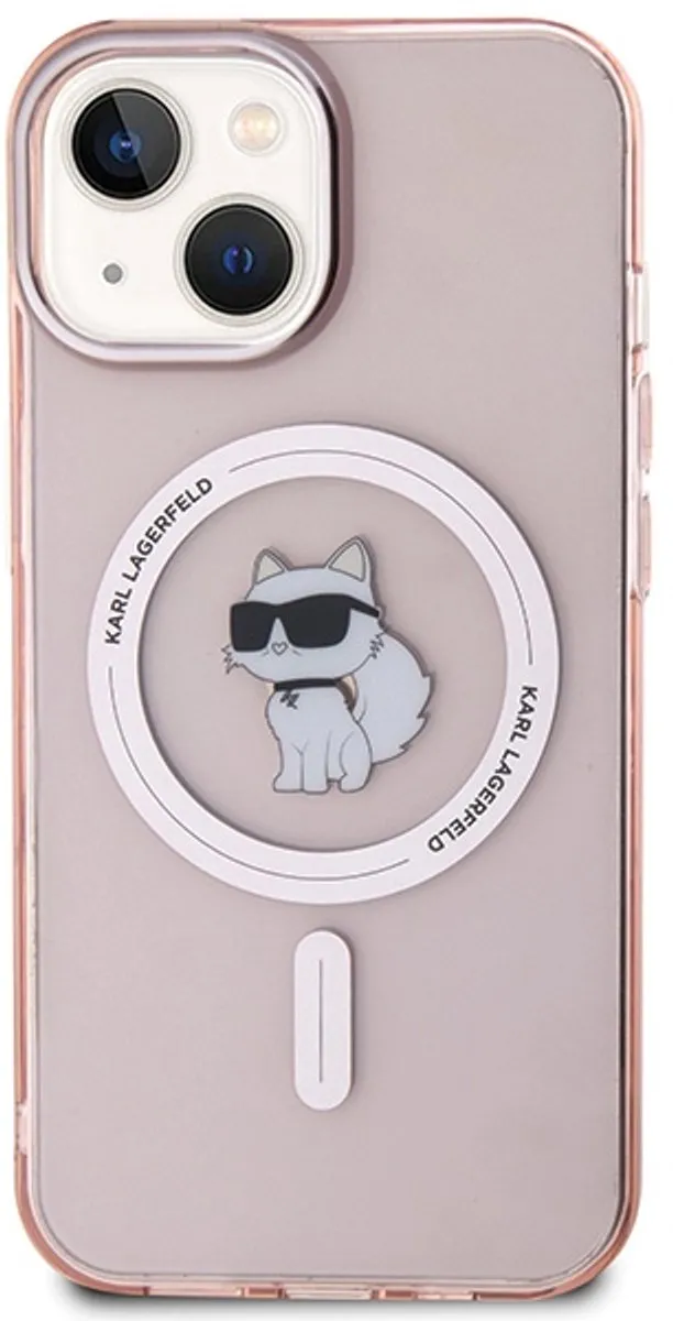 Karl Lagerfeld Hardcase iPhone 15 MagSafe Roze - KLHMP15SHFCCNOP