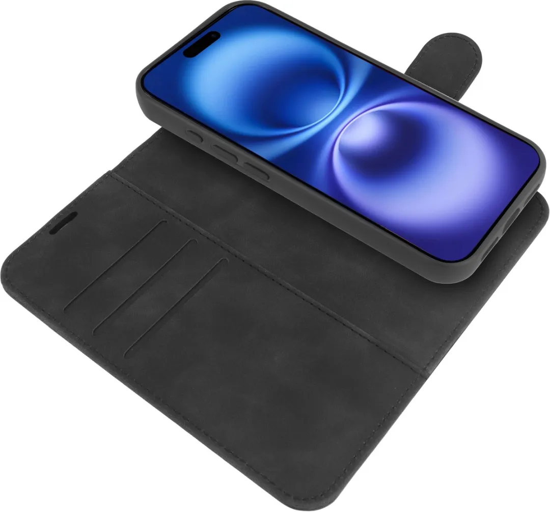 Just in Case iPhone 16 Plus Hoesje 2-in-1 - Pasjeshouder 3 Stuks - Zwart