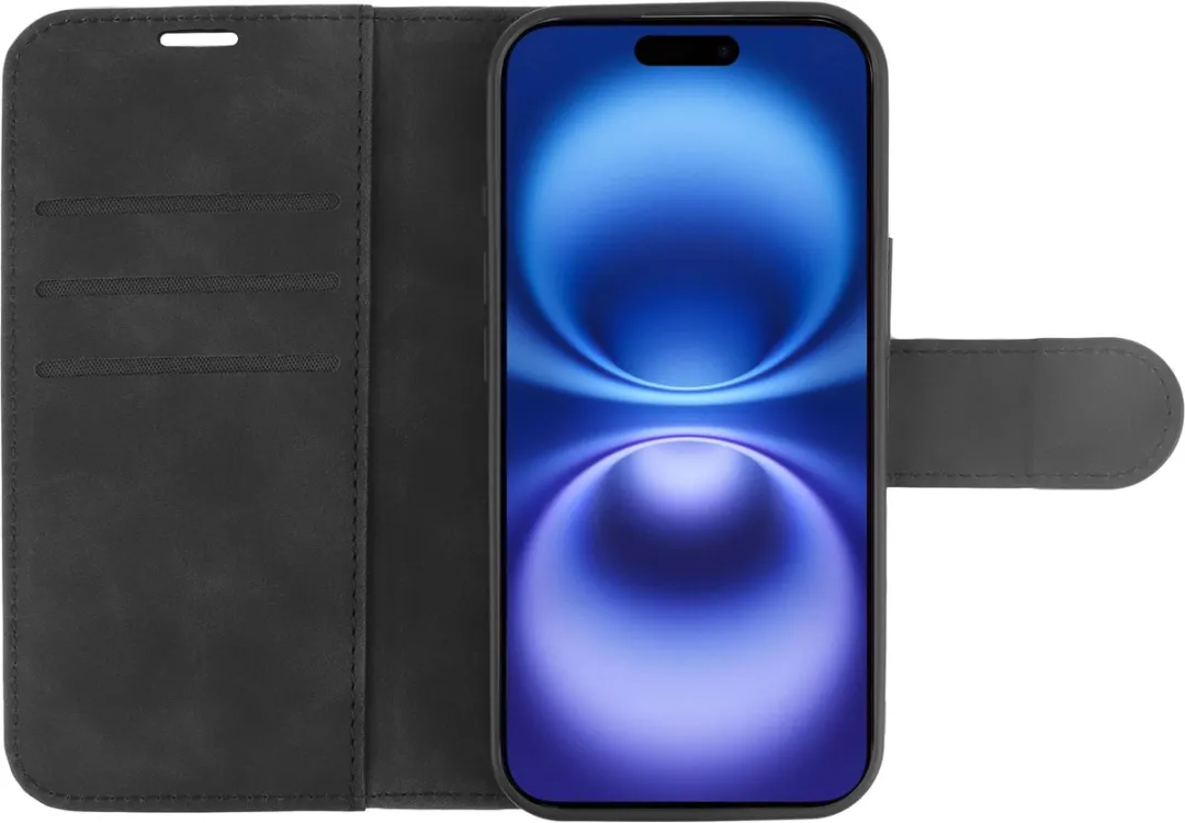 Just in Case iPhone 16 Plus Hoesje 2-in-1 - Pasjeshouder 3 Stuks - Zwart - afbeelding 6 van 6