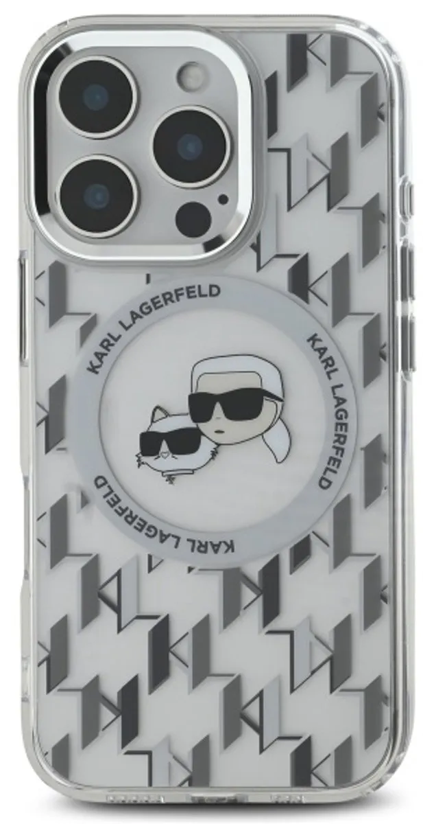 Karl Lagerfeld Serie Transparante MagSafe iPhone 16 Pro Hoes - Monogram