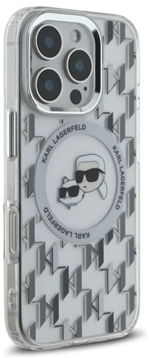 Karl Lagerfeld Serie Transparante MagSafe iPhone 16 Pro Hoes - Monogram
