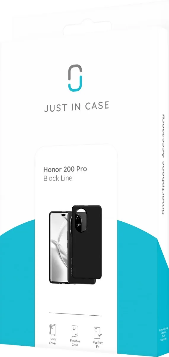 Just in Case Hoesje Honor 200 Pro - Siliconen - Zwart - afbeelding 6 van 6