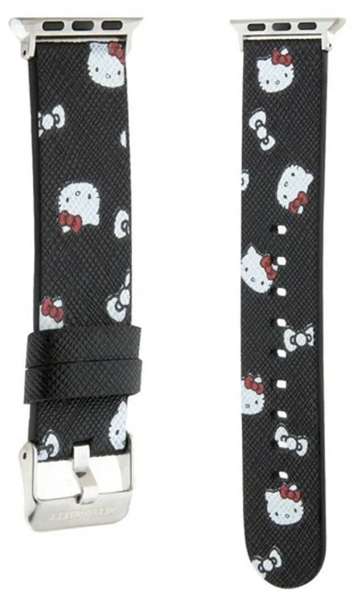 Hello Kitty Heads & Bows Patroonband Apple Watch 38/40/41mm - Zwart