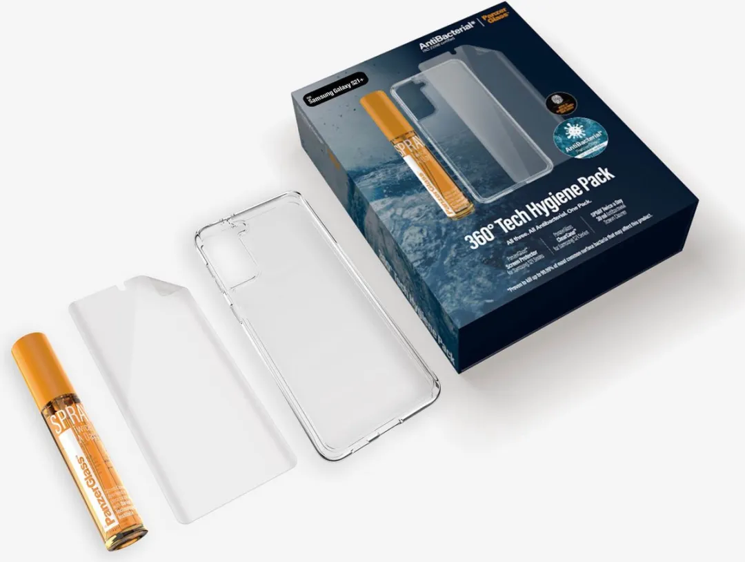 PanzerGlass ClearCase Serie Transparante Hoes - Samsung Galaxy S21 Plus - TPU Schermbeschermer - 30ml Reinigingsspray
