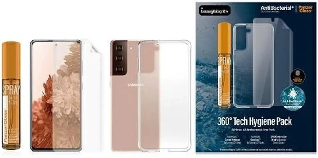 PanzerGlass ClearCase Serie Transparante Hoes - Samsung Galaxy S21 Plus - TPU Schermbeschermer - 30ml Reinigingsspray