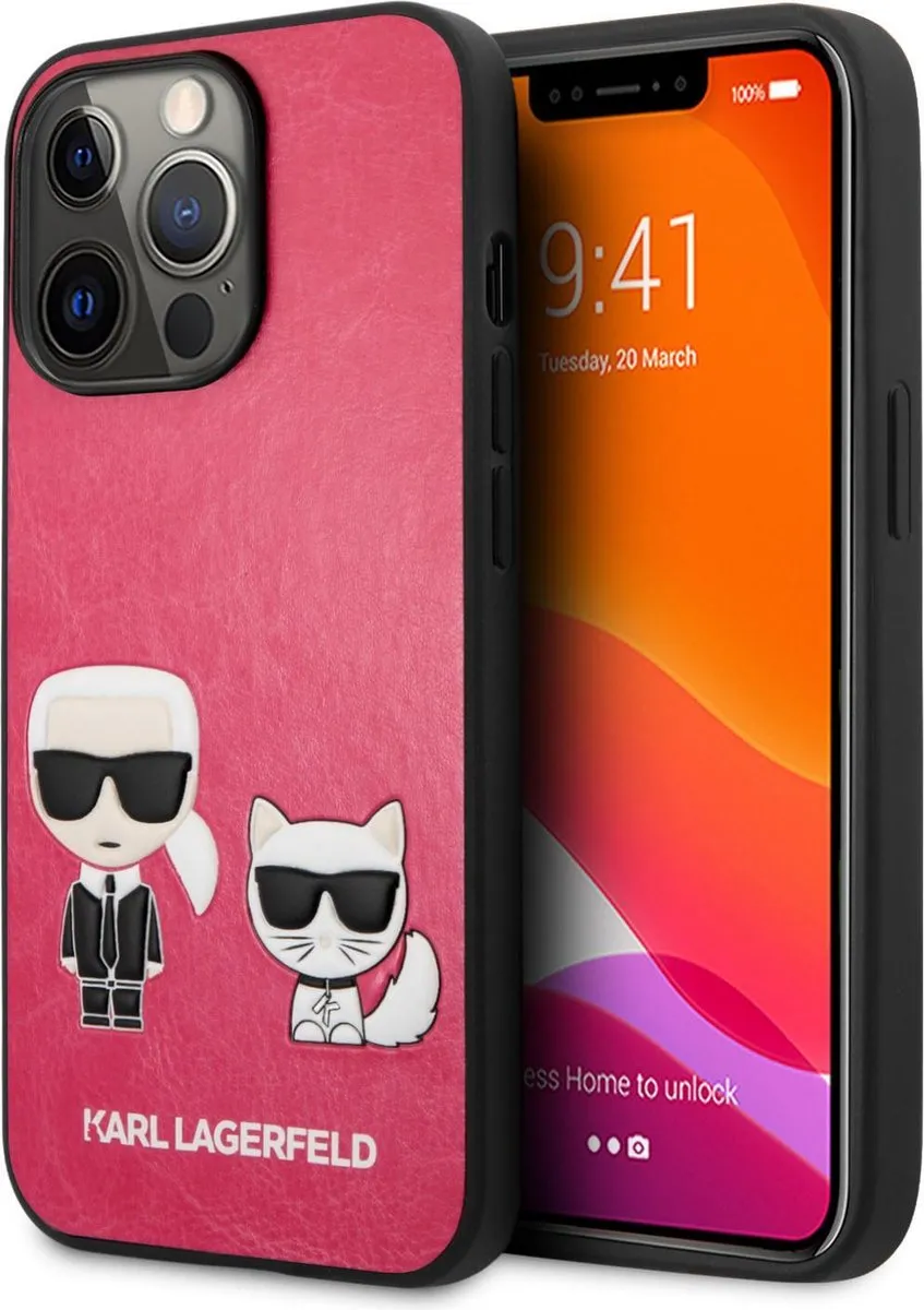 Karl Lagerfeld iPhone 13 Pro Pu Back Cover - Roze