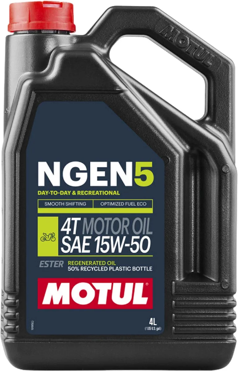 Motul 15W50 Ngen 5 4T Motorolie - 4L - Rood/Zwart - afbeelding 5 van 5