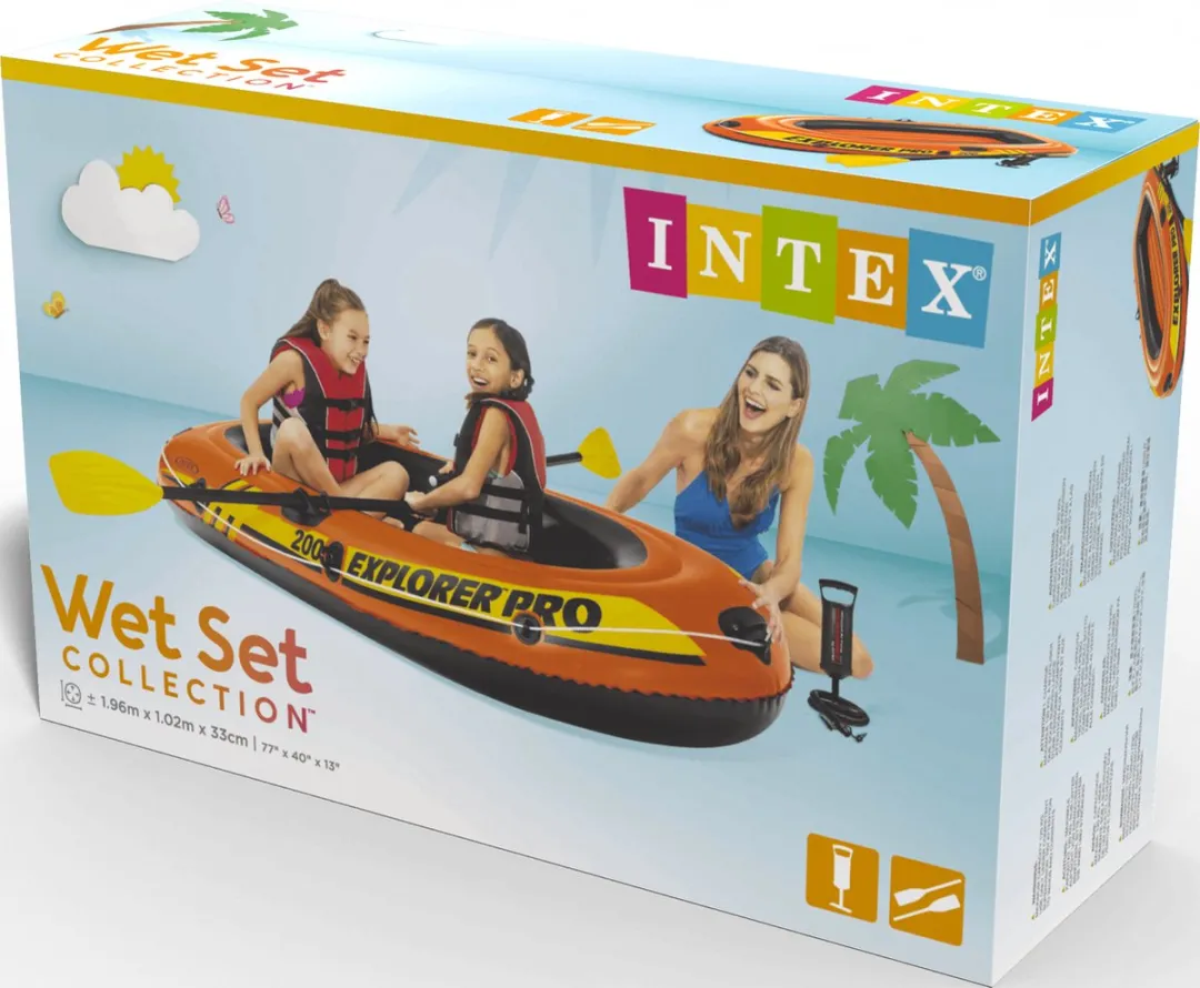 Intex Explorer Pro 200 Opblaasboot - 2 Personen - Oranje/Geel/Zwart