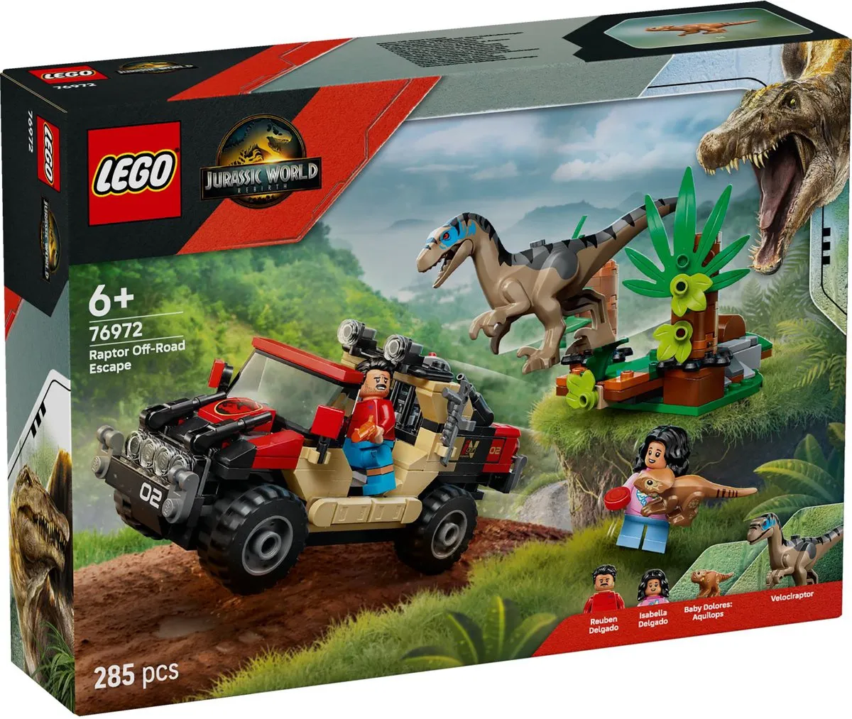 LEGO Jurassic World Offroad Raptorontsnapping 76972 - 285 Stukken