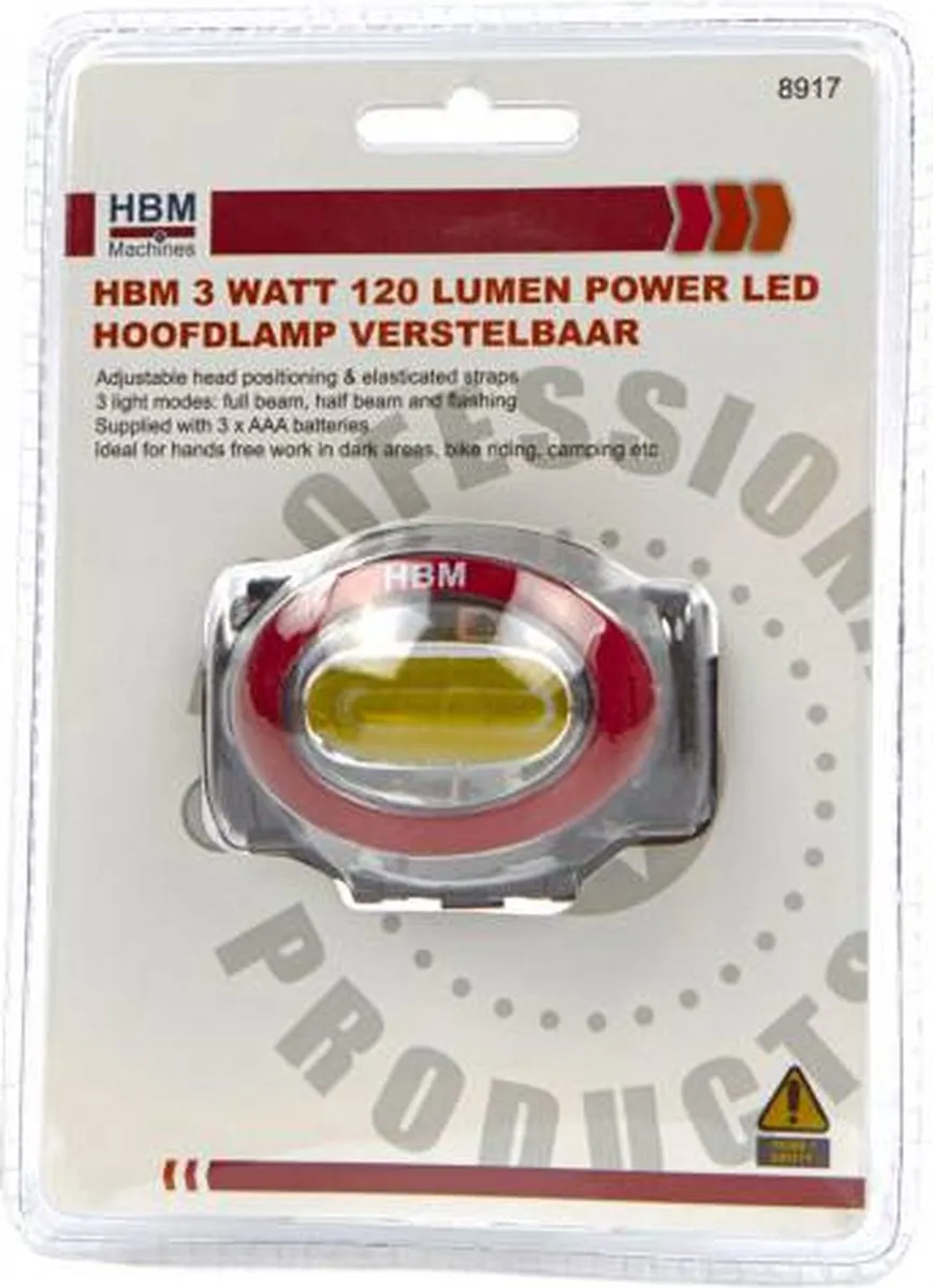 HBM POWER LED Hoofdlamp 3W 120 Lumen - 2 Stuks