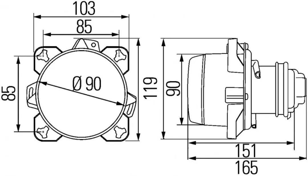 Hella Halogeen Koplamp 12V Essential 90mm - Geel