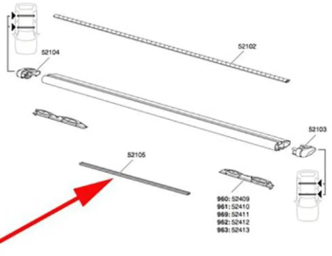 Thule Cover Strip 52105 Wingbar Reserveonderdeel - Zwart