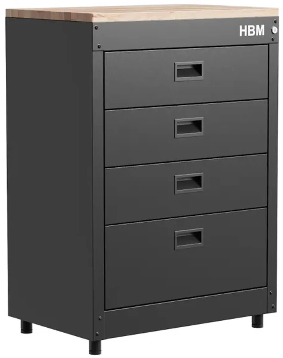 HBM Ladenkast 71cm - 4 Lades - Zwart