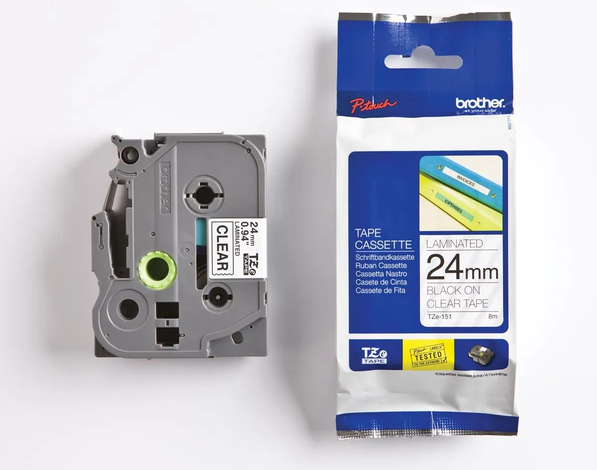 Brother TZ-151 24mm Lamineerband - 8m - Zwart